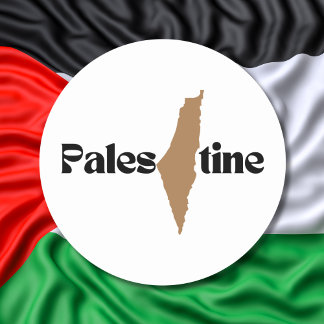 Sticker Rond Carte de la Palestine libre Justice sociale