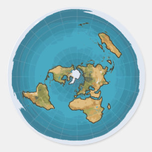 Sticker Rond Carte de la Terre plate