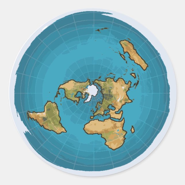 Sticker Rond Carte de la Terre plate (Devant)