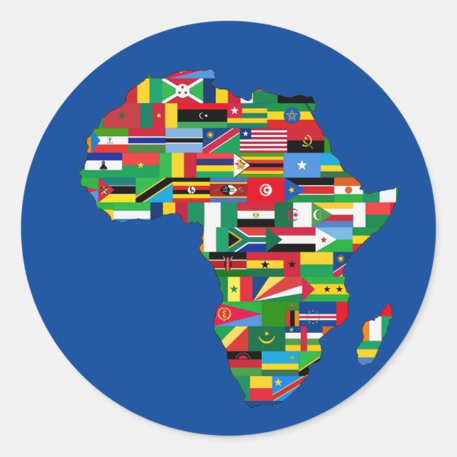 Sticker Rond Carte De L'Afrique Drapeaux Chaque Pays (Devant)