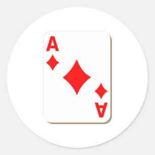 Sticker Rond Carte de lecture de l'As des Diamants