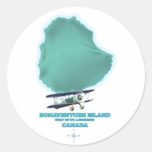 Sticker Rond Carte de l'île Bonaventure Canada