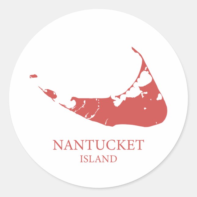 Sticker Rond Carte de l'île Nantucket rouge (Devant)