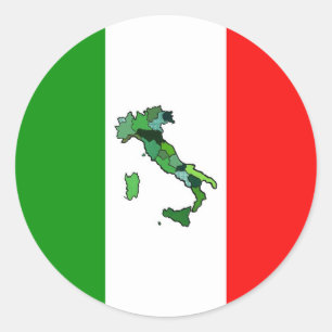 Sticker Rond Carte de l'Italie et du drapeau italien