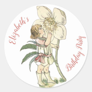 Sticker Rond Carte de note pliée Flower