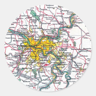 Sticker Rond Carte de Pittsburgh