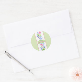 Sticker Rond Carte de remerciement florale à l'aquarelle peinte