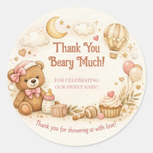 Sticker Rond Carte de Remerciement pour Baby Shower Design Tr