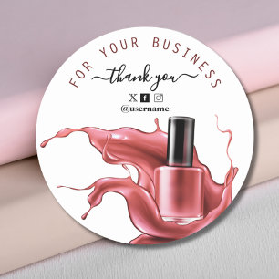 Sticker Rond Carte de remerciements de marque de commerce Nail
