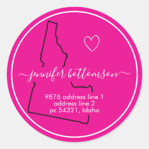Sticker Rond Carte de retour à domicile Idaho adresse Signature