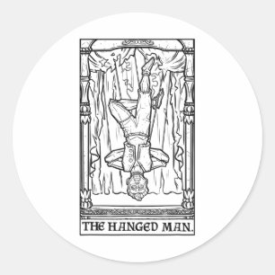 Sticker Rond Carte de Tarot homme pendu Halloween Marionette Sp