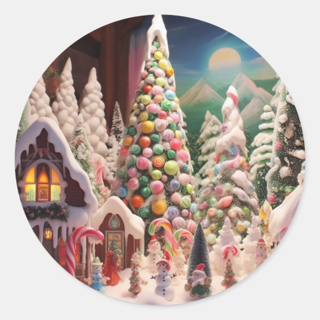 Sticker Rond Carte de voeux Noël Gingerpain Candy (Devant)