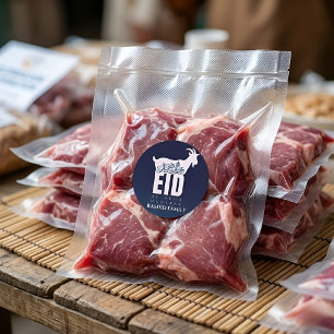 Sticker Rond Carte de vœux Qurbani Eid Al-Adha bleu foncé