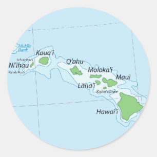 Sticker Rond Carte des chaînes de l'île d'Hawaii