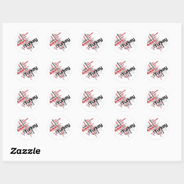 Sticker Rond Carte des villes de Turquie (Feuille)
