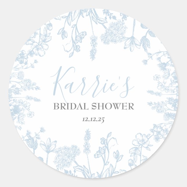 Sticker Rond Carte d'invitation de mariage en chinoiserie bleue (Devant)