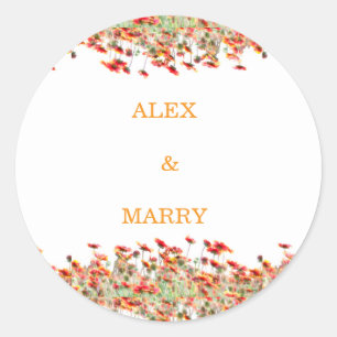 Sticker Rond Carte d'invitation Mariage Anniversaire Baby Showe