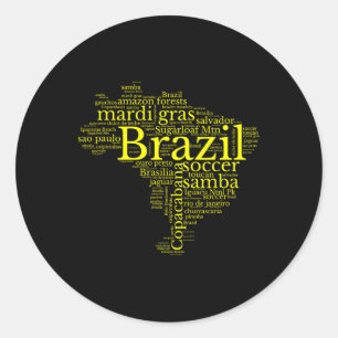 Sticker Rond Carte du Brésil Football Brésilien Copacana Brasil