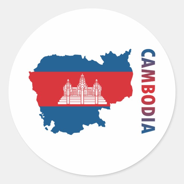 Sticker Rond Carte Du Cambodge (Devant)