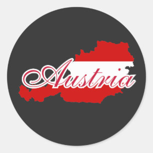 Sticker Rond Carte du drapeau autrichien