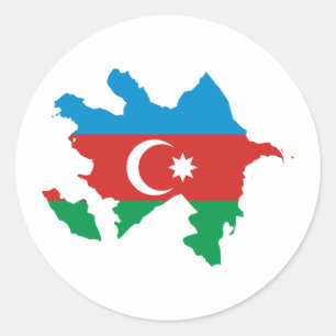 Sticker Rond Carte du drapeau azerbaïdjanais AZ