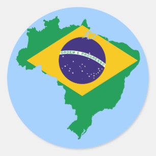 Sticker Rond carte du drapeau brésilien