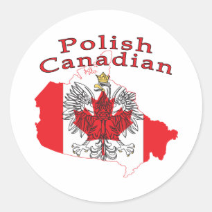 Sticker Rond Carte du drapeau canadien polonais