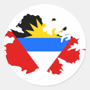 Sticker Rond Carte du drapeau d'Antigua