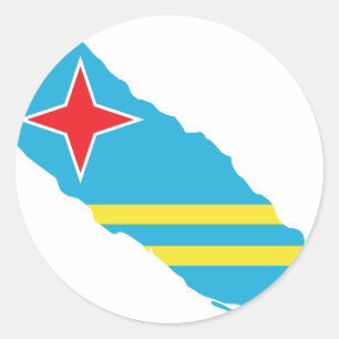 Sticker Rond Carte du drapeau d'Aruba