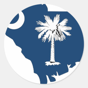 Sticker Rond Carte du drapeau de la Caroline du Sud