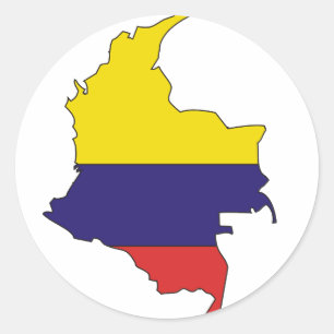 Sticker Rond Carte du drapeau de la Colombie