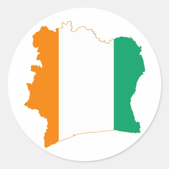 Sticker Rond Carte du drapeau de la Côte d'Ivoire CI (Devant)