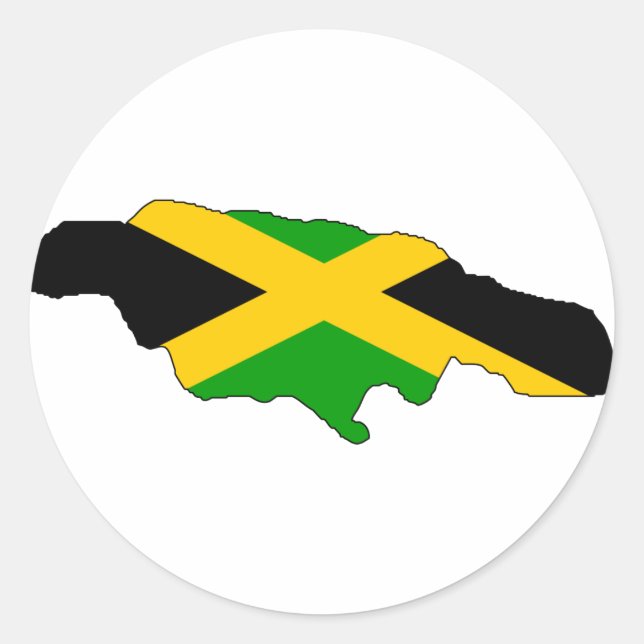 Sticker Rond Carte du drapeau de la Jamaïque (Devant)