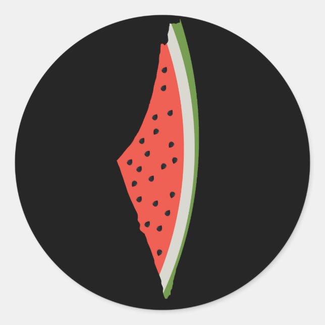 Sticker Rond Carte du drapeau de la pastèque palestinienne. Lib (Devant)