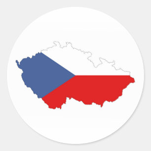 Sticker Rond carte du drapeau de la république tchèque