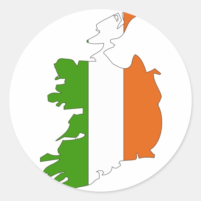 Sticker Rond Carte du drapeau de l'Irlande (Devant)