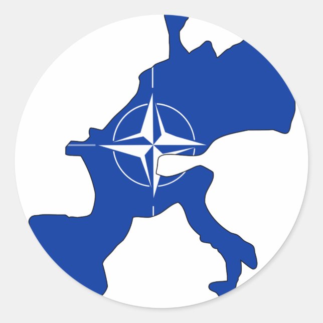 Sticker Rond Carte du drapeau de l'OTAN (Devant)