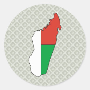 Sticker Rond Carte du drapeau de Madagascar pleine taille
