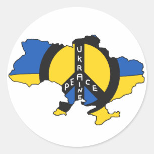 Sticker Rond Carte du drapeau de Peace Ukraine