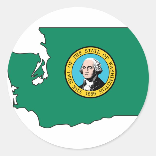 Sticker Rond Carte du drapeau de Washington (Devant)