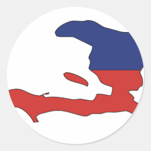 Sticker Rond Carte du drapeau d'Haïti