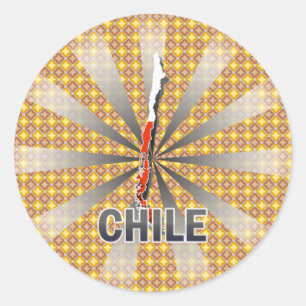 Sticker Rond Carte du drapeau du Chili 2.0