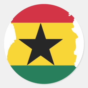 Sticker Rond Carte du drapeau du Ghana