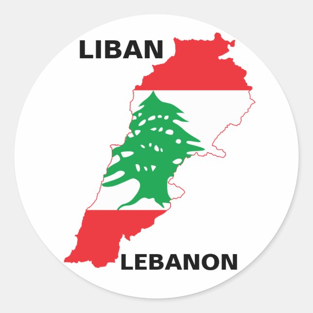 Sticker Rond Carte du drapeau du Liban (Devant)