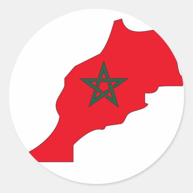 Sticker Rond Carte du drapeau du Maroc (Devant)