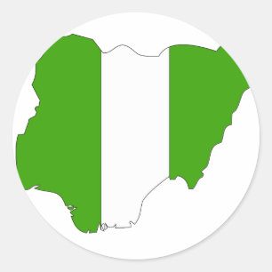 Sticker Rond Carte du drapeau du Nigeria