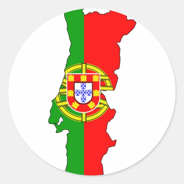 Sticker Rond Carte du drapeau du Portugal (Devant)
