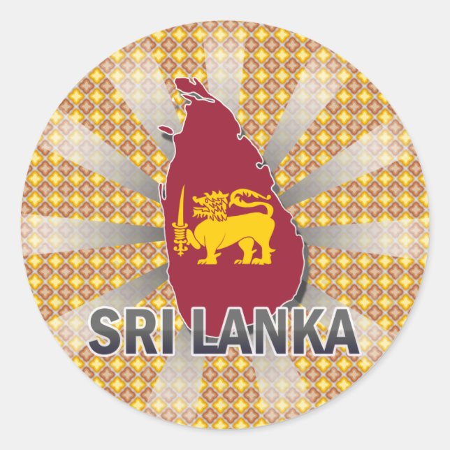 Sticker Rond Carte du drapeau du Sri Lanka 2.0 (Devant)