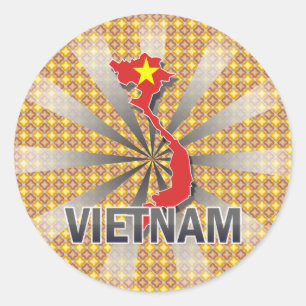 Sticker Rond Carte du drapeau du Vietnam 2.0