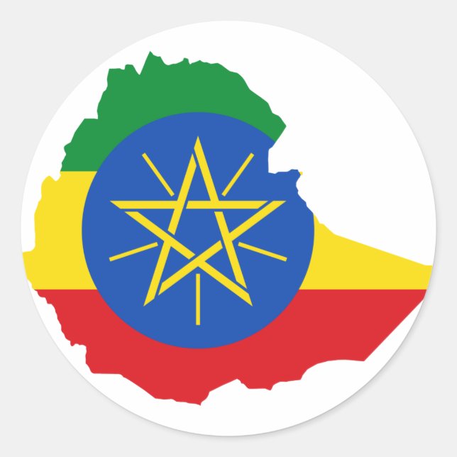 Sticker Rond Carte du drapeau éthiopien ET (Devant)